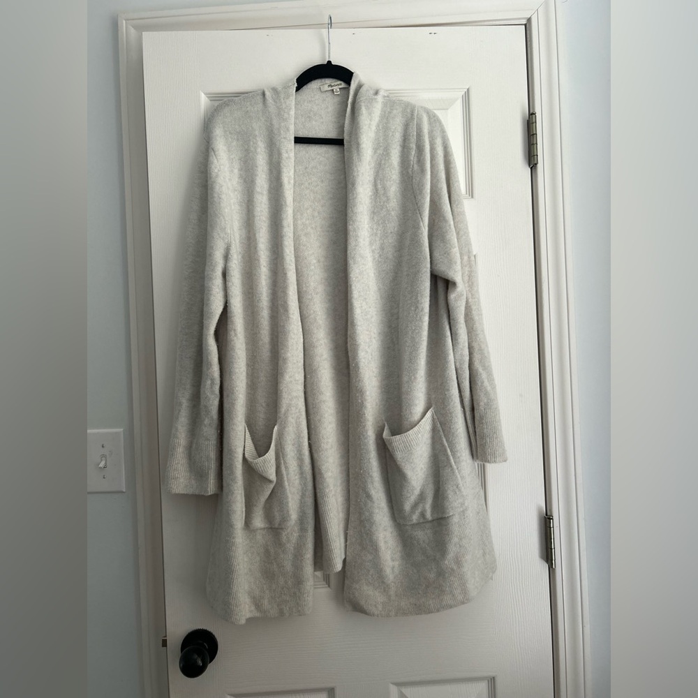Madewell Cozy Gray Open-Front soft cardigan; size XL; $30